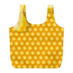 Abstract Honeycomb Background With Realistic Transparent Honey Drop Full Print Recycle Bag (L) Front