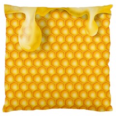 Abstract Honeycomb Background With Realistic Transparent Honey Drop Large Flano Cushion Case (two Sides) by Vaneshart