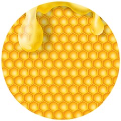 Abstract Honeycomb Background With Realistic Transparent Honey Drop Wooden Puzzle Round by Vaneshart