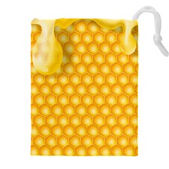 Abstract Honeycomb Background With Realistic Transparent Honey Drop Drawstring Pouch (5xl) by Vaneshart