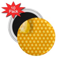 Abstract Honeycomb Background With Realistic Transparent Honey Drop 2 25  Magnets (10 Pack)  by Vaneshart