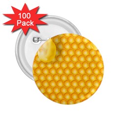 Abstract Honeycomb Background With Realistic Transparent Honey Drop 2 25  Buttons (100 Pack)  by Vaneshart