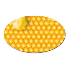 Abstract Honeycomb Background With Realistic Transparent Honey Drop Oval Magnet by Vaneshart