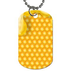 Abstract Honeycomb Background With Realistic Transparent Honey Drop Dog Tag (one Side) by Vaneshart