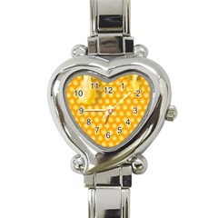 Abstract Honeycomb Background With Realistic Transparent Honey Drop Heart Italian Charm Watch by Vaneshart