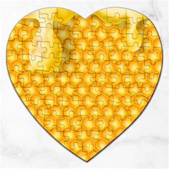 Abstract Honeycomb Background With Realistic Transparent Honey Drop Jigsaw Puzzle (heart) by Vaneshart