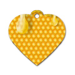 Abstract Honeycomb Background With Realistic Transparent Honey Drop Dog Tag Heart (two Sides) by Vaneshart