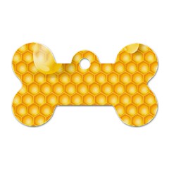 Abstract Honeycomb Background With Realistic Transparent Honey Drop Dog Tag Bone (two Sides) by Vaneshart