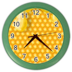 Abstract Honeycomb Background With Realistic Transparent Honey Drop Color Wall Clock by Vaneshart