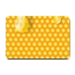 Abstract Honeycomb Background With Realistic Transparent Honey Drop Small Doormat  by Vaneshart