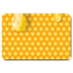 Abstract Honeycomb Background With Realistic Transparent Honey Drop Large Doormat  by Vaneshart