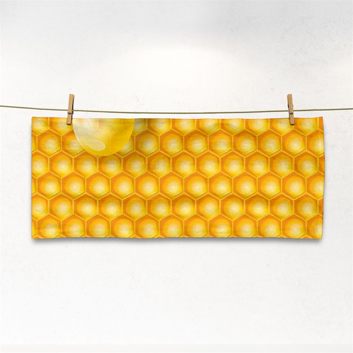 Abstract Honeycomb Background With Realistic Transparent Honey Drop Hand Towel