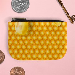 Abstract Honeycomb Background With Realistic Transparent Honey Drop Mini Coin Purse by Vaneshart