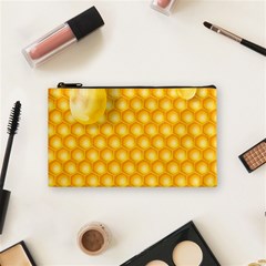 Abstract Honeycomb Background With Realistic Transparent Honey Drop Cosmetic Bag (small) by Vaneshart