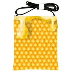 Abstract Honeycomb Background With Realistic Transparent Honey Drop Shoulder Sling Bag by Vaneshart