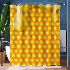 Abstract Honeycomb Background With Realistic Transparent Honey Drop Shower Curtain 60  X 72  (medium)  by Vaneshart