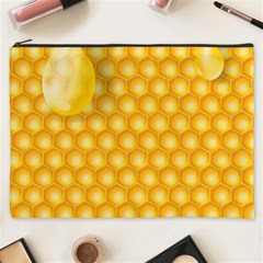 Abstract Honeycomb Background With Realistic Transparent Honey Drop Cosmetic Bag (xxxl) by Vaneshart