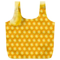 Abstract Honeycomb Background With Realistic Transparent Honey Drop Full Print Recycle Bag (xl) by Vaneshart