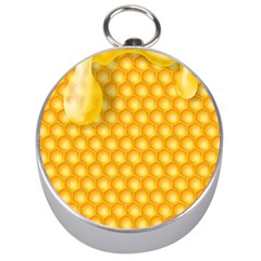 Abstract Honeycomb Background With Realistic Transparent Honey Drop Silver Compasses by Vaneshart