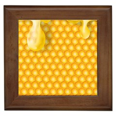 Abstract Honeycomb Background With Realistic Transparent Honey Drop Framed Tile by Vaneshart