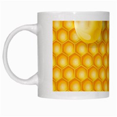 Abstract Honeycomb Background With Realistic Transparent Honey Drop White Mugs by Vaneshart