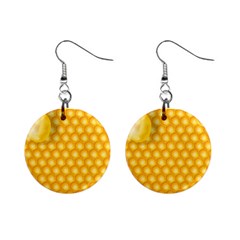 Abstract Honeycomb Background With Realistic Transparent Honey Drop Mini Button Earrings by Vaneshart