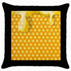 Abstract Honeycomb Background With Realistic Transparent Honey Drop Throw Pillow Case (black) by Vaneshart