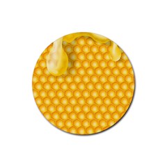 Abstract Honeycomb Background With Realistic Transparent Honey Drop Rubber Round Coaster (4 Pack)  by Vaneshart