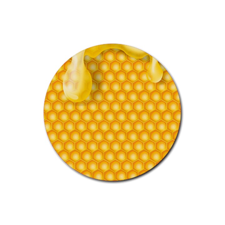 Abstract Honeycomb Background With Realistic Transparent Honey Drop Rubber Round Coaster (4 pack) 