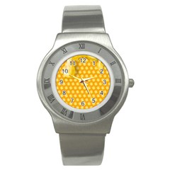 Abstract Honeycomb Background With Realistic Transparent Honey Drop Stainless Steel Watch by Vaneshart