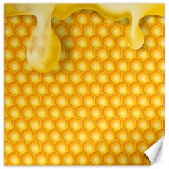 Abstract Honeycomb Background With Realistic Transparent Honey Drop Canvas 12  X 12  by Vaneshart