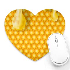 Abstract Honeycomb Background With Realistic Transparent Honey Drop Heart Mousepads by Vaneshart