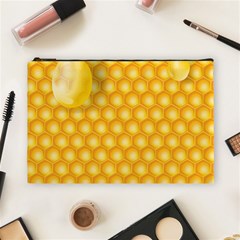 Abstract Honeycomb Background With Realistic Transparent Honey Drop Cosmetic Bag (large) by Vaneshart