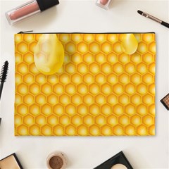 Abstract Honeycomb Background With Realistic Transparent Honey Drop Cosmetic Bag (xl) by Vaneshart