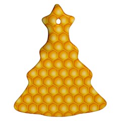 Abstract Honeycomb Background With Realistic Transparent Honey Drop Ornament (christmas Tree)  by Vaneshart