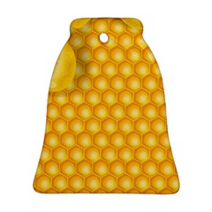 Abstract Honeycomb Background With Realistic Transparent Honey Drop Ornament (bell)