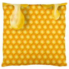 Abstract Honeycomb Background With Realistic Transparent Honey Drop Large Cushion Case (one Side) by Vaneshart