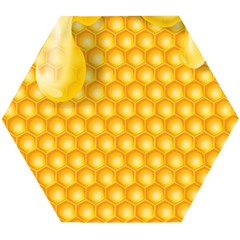 Abstract Honeycomb Background With Realistic Transparent Honey Drop Wooden Puzzle Hexagon by Vaneshart