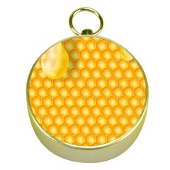 Abstract Honeycomb Background With Realistic Transparent Honey Drop Gold Compasses by Vaneshart