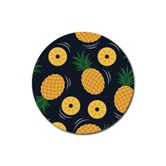 Seamless Pattern Pineapple Pattern Rubber Coaster (round)  by Vaneshart