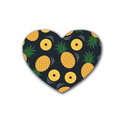 Seamless Pattern Pineapple Pattern Rubber Coaster (heart)  by Vaneshart