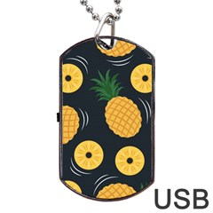 Seamless Pattern Pineapple Pattern Dog Tag Usb Flash (one Side) by Vaneshart