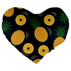 Seamless Pattern Pineapple Pattern Large 19  Premium Heart Shape Cushions by Vaneshart