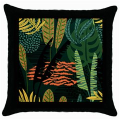 Abstract Seamless Pattern With Tropical Leaves Throw Pillow Case (black) by Vaneshart