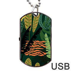 Abstract Seamless Pattern With Tropical Leaves Dog Tag Usb Flash (one Side) by Vaneshart