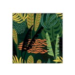 Abstract Seamless Pattern With Tropical Leaves Satin Bandana Scarf Front