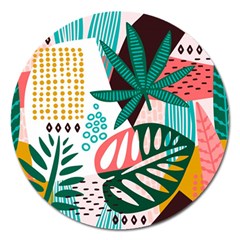 Abstract Seamless Pattern With Tropical Leaves Magnet 5  (round) by Vaneshart