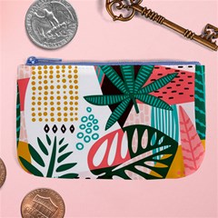 Abstract Seamless Pattern With Tropical Leaves Large Coin Purse by Vaneshart