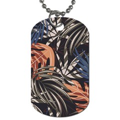 Trend Seamless Pattern With Colorful Tropical Leaves Plants Brown Background Dog Tag (two Sides) by Vaneshart