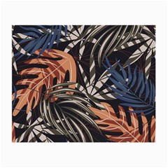 Trend Seamless Pattern With Colorful Tropical Leaves Plants Brown Background Small Glasses Cloth by Vaneshart